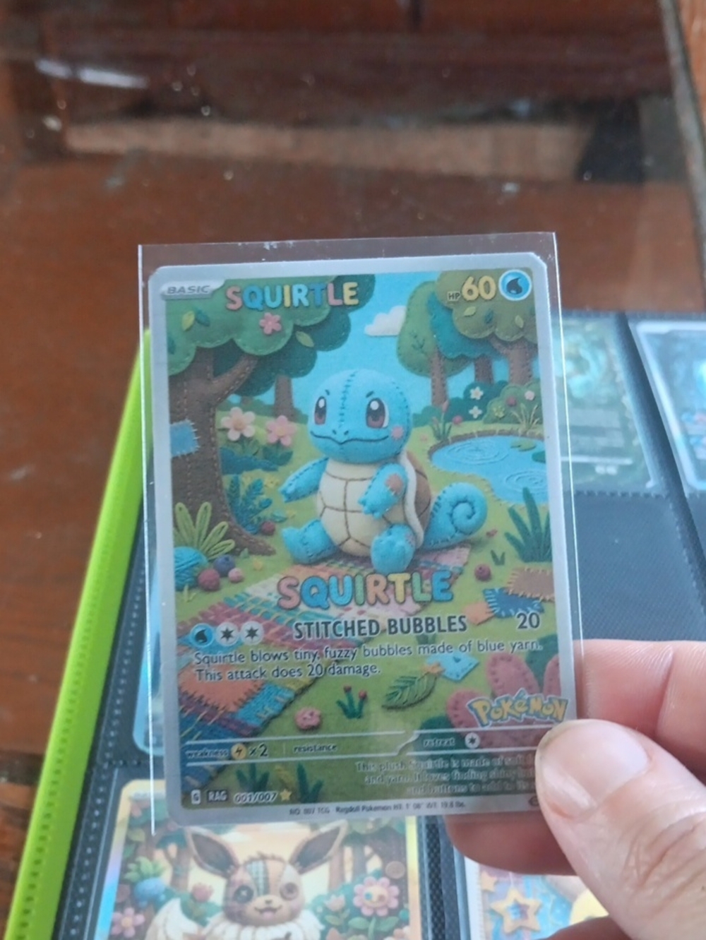 Squirtle Stitched Bubbles Collector Card - Blue